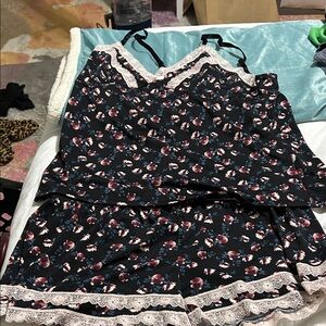 Nanette Lepore Black Floral Lace Pajama Set